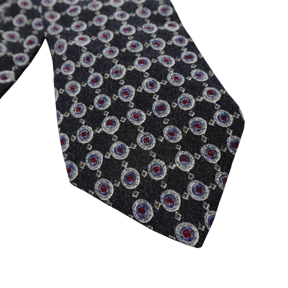 Zylos By George Machado Tie Mens One Size Gray Geometric Italian Silk Necktie